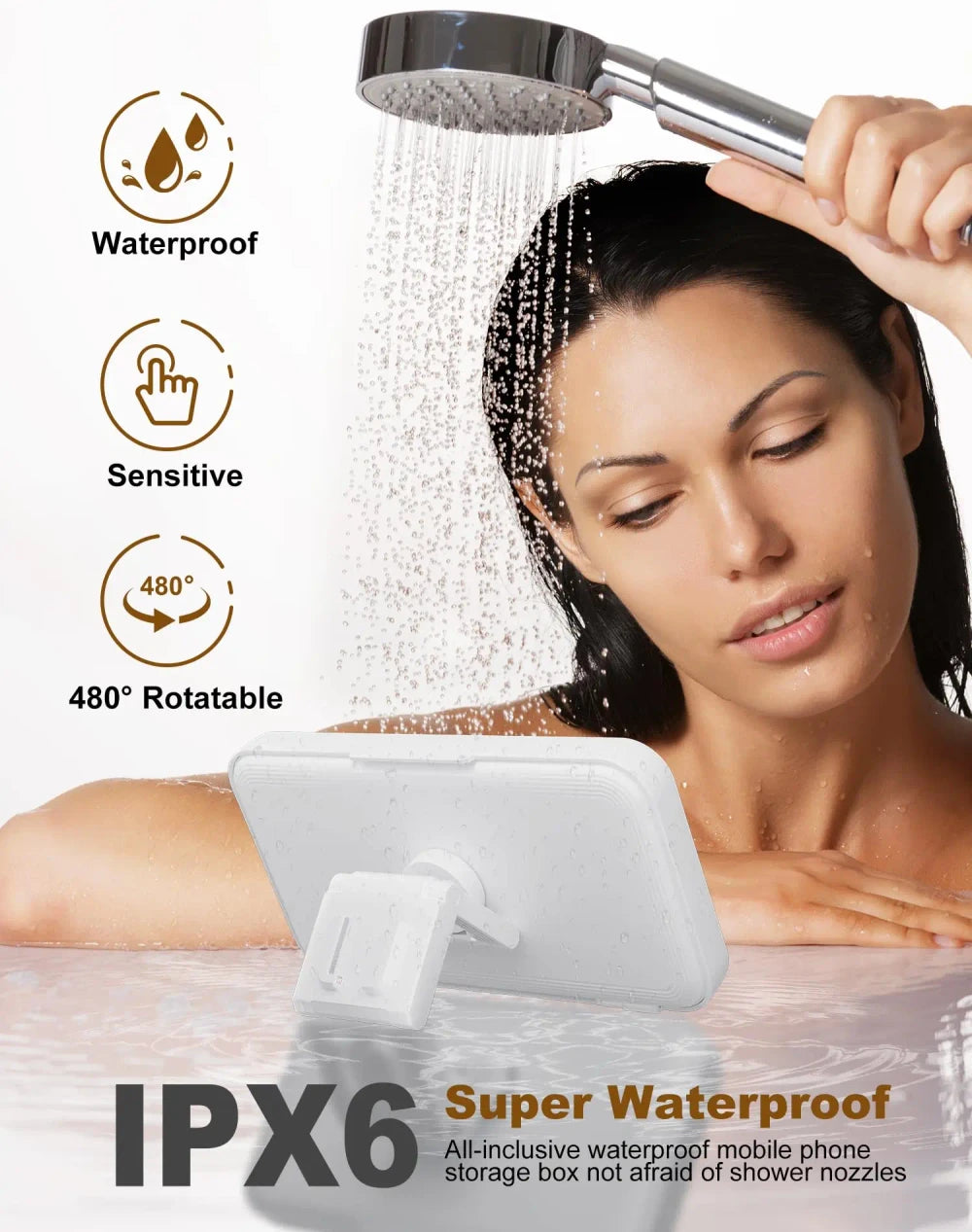 Soporte Impermeable Antivaho para Teléfono de Ducha
